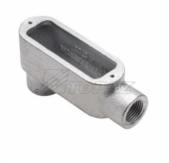 Garvin Industries LB9M, 3-1/2" LB Type Threaded Conduit Body, Malleable Iron, Zinc Plated, Aluminum Enameled, 3 Hubs, 500 MCM Max Wire