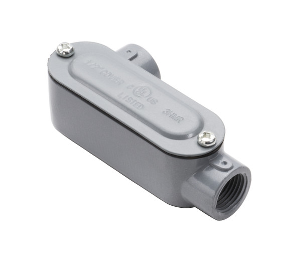 Garvin Industries LL1CG, 1/2" Rigid Conduit Body, Threaded LL Type, With Cover and Gasket, Copper-Free Aluminum