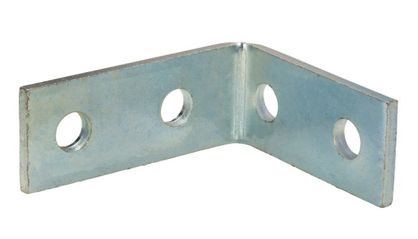 Garvin Industries Four Hole 90° Angle Corner Bracket, Steel, Galvanized, 4-1/8" x 3-1/2", 1/4" Thick, 9/16" Holes