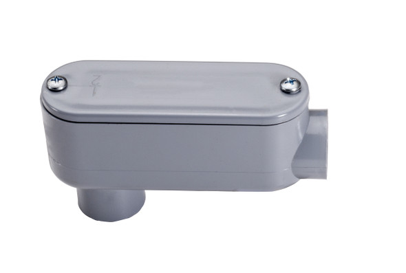 Garvin Industries LB Type Conduit Body, 1/2" PVC, Removable Cover, One Back Hub