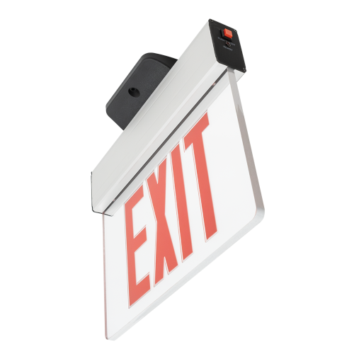 1 Face LED Edge-Lit Exit Sign, Red Letters, 3W, 120-277V, Aluminum Housing