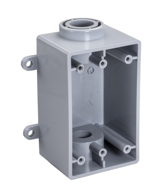 Garvin Industries FSC Type Box, Single Gang, 3/4" PVC, Surface Mount, Two Conduit Hubs
