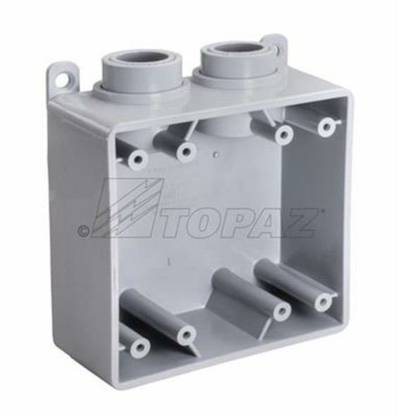 Garvin Industries FSS Type Double Gang PVC Box, 1" Hubs, Surface Mount, Detachable Feet