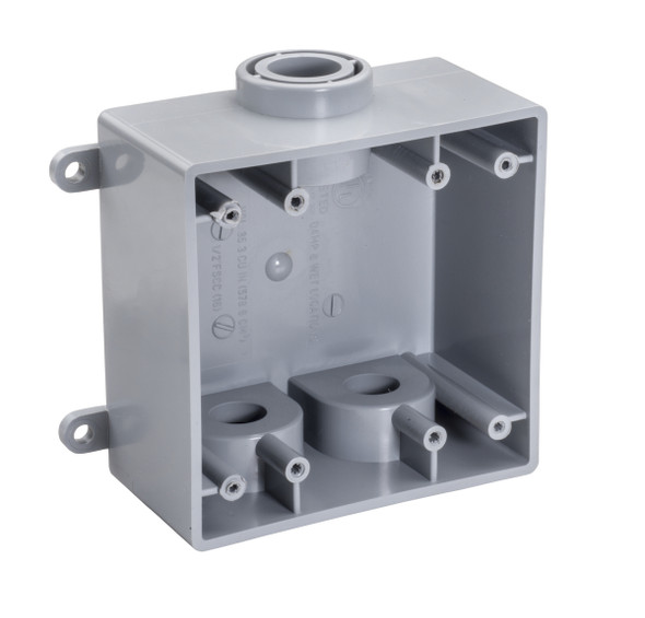 Garvin Industries FSCC Type Box, Double Gang, 1" Conduit Hubs, PVC, Surface Mount