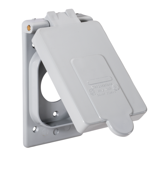 Garvin Industries Receptacle Cover, Single, 15 AMP, 1.375" Hole Diameter, PVC