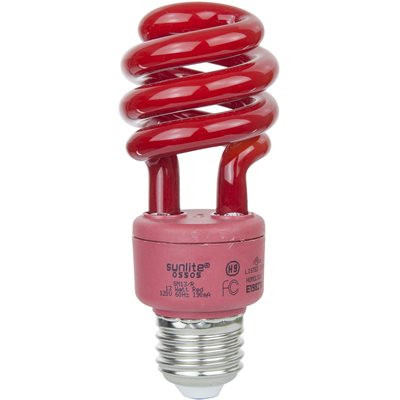 CFL Spiral Colored Bulb, 13W, Red, Medium Base (E26), 8000 Hour Life Span