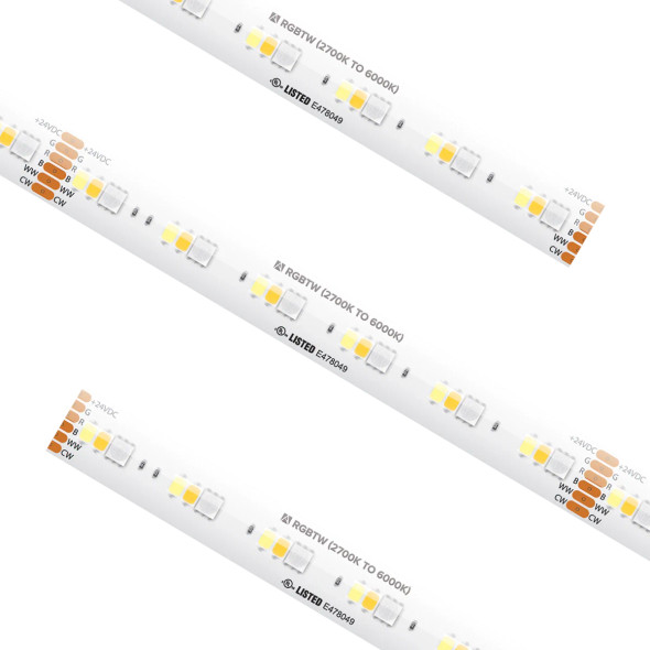 Proluxe RGBTW Series Tape Light, 24V, RGB + Tunable CCT (2700-6000K), Custom Cut, IP54, 410Lm/ft, 7W/ft, CRI 90+