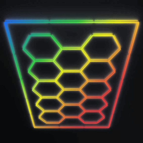 Westgate HEX Series Hexagon LED Ceiling Light Fixture, 96" x 190", RGB, Remote & Bluetooth Control, 534W, 69420lm