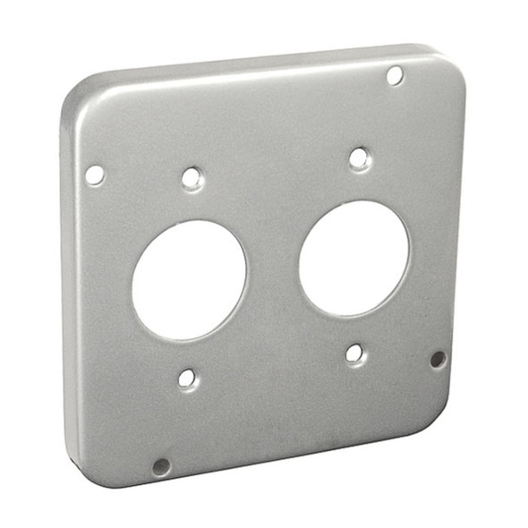Garvin Industries 4-11/16" Square Industrial Surface Cover, 1/2" Raised, (2) 1.406" Dia. Openings