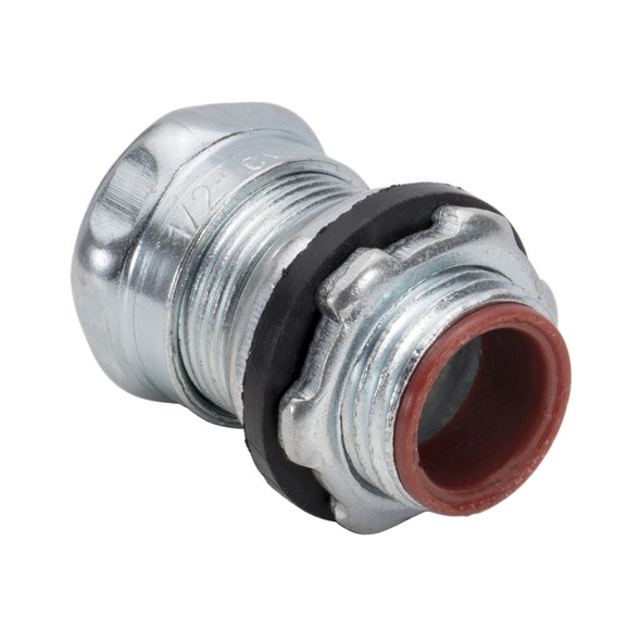 Garvin Industries 2-1/2" Raintight Steel Insulated Connector, Compression Type, Concrete Tight, Assembled with Steel Locknut & Gasket, Insulated Throat