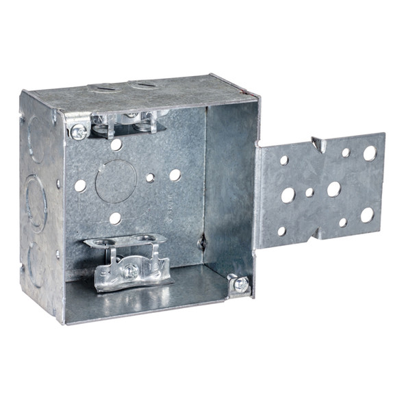 Garvin Industries 4" Square Box, MC Clamp, S Bracket, 2-1/8" Deep, Galvanized Steel