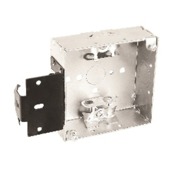 Garvin Industries 4" Square Bracketed Box, 1-1/2" Deep, Welded, with MC/BX Clamps, Metal Stud Brackets