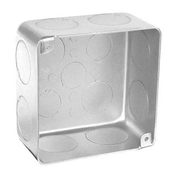 Garvin Industries 4" Square Plenum Box, 2-1/8" Deep, Drawn, With Conduit Knockout