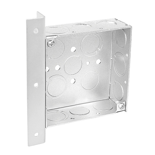 Garvin Industries 4" Square Bracketed Box, 1-1/2" Deep, Welded, with Conduit Knockouts, AB Vertical Right Angle Bracket