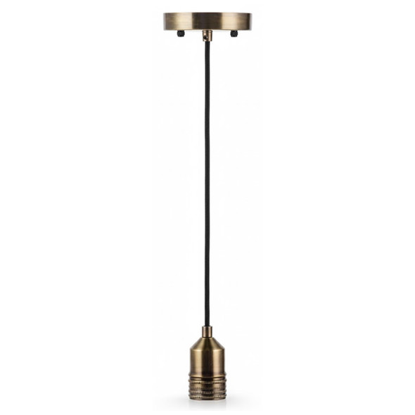 Decorative Socket Pendant, 761 Series, 6FT Cord, E26 Medium Base, Black Cord, Antique Copper | Antique Brass