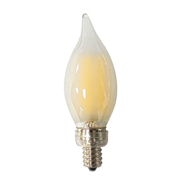 Westgate LED Filament Candelabra, 4W, 500lm, 3000K, Frosted, Bent Tip, Dimmable, 120V