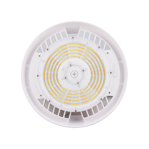 EiKO HBX3 Premium Round High Bay, PowerSet 150/130/100/80W, FieldCCeT Selectable 4000K/5000K, 120-347V, White