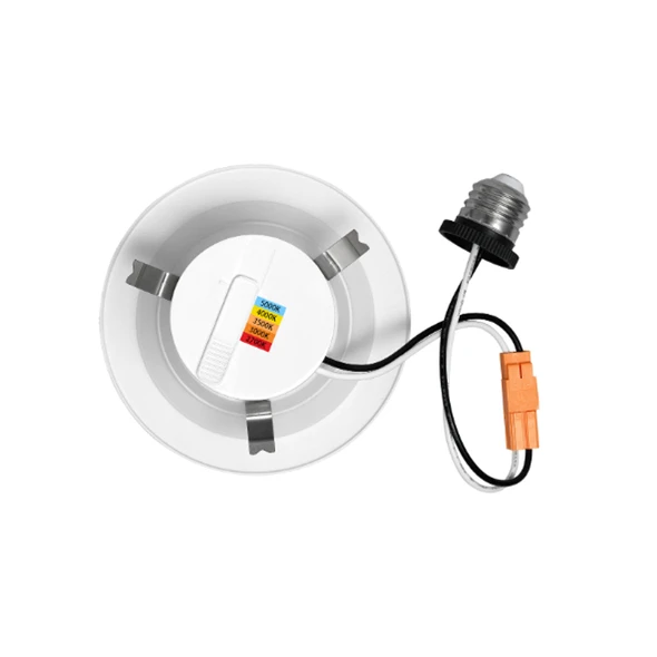 ATG Electronics ELD Series 4" LED Downlight Retrofit, 9W, 5CCT Selectable (2700K|3000K|3500K|4000K|5000K), White, Baffle Trim