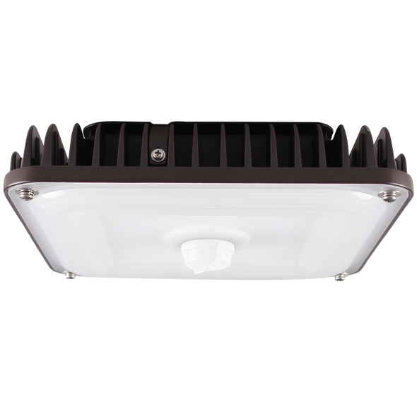 EiKO SCS Surface Canopy Square, PowerSet 60/40/25W, 7,400/5,200/3,350 lm, 4000K, >80 CRI, 120-277V, 0-10V Dimming, Bronze