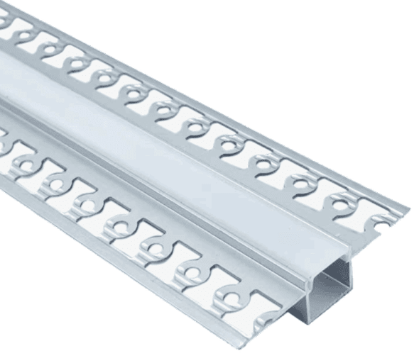 Lotus LED Lights LH-5713, Trimless Mud-in Mount Aluminum Profile, 57x13mm, Silver Aluminum, White Diffuser, 4ft, 1-Pack