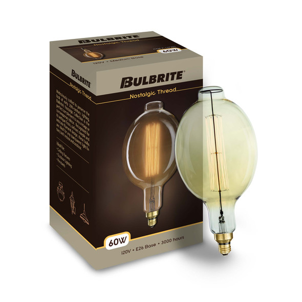 Bulbrite Incandescent 60 Watt Bt56 Nostalgic Thread Light Bulb With An Antique Finish And Medium Screw (E26) Base, 2200K (Amber Light) - alternate image 2