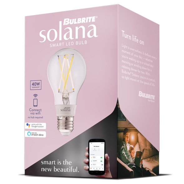 Bulbrite Solana Smart LED Wifi Light Bulb, A19 / E26 Base, 5.5w, 2700K, Clear Finish - alternate image 2