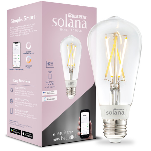 Bulbrite Solana Smart LED Wifi Light Bulb, ST18 / E26 Base, 5.5w, 2700K, Clear Finish - alternate image 2