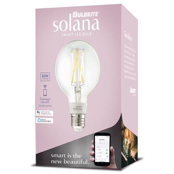 Bulbrite Solana Smart LED Wifi Light Bulb, G25 / E26 Base, 5.5w, 2700K, Clear Finish - alternate image 2