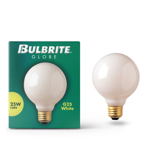 Bulbrite Incandescent 25 Watt G25 Light Bulb With A White Finish And Medium Screw (E26) Base, 2700K (Warm White Light) - alternate image 2