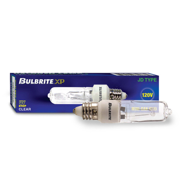 Bulbrite Halogen 100 Watt T4 Light Bulb With A Clear Finish And Mini-Candelabra Screw (E11) Base, 2900K (Soft White Light) - alternate image 2