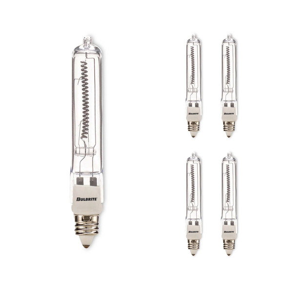 Bulbrite Halogen 500 Watt T4 Light Bulb With A Clear Finish And Mini-Candelabra Screw (E11) Base, 2900K (Soft White Light) - alternate image 2