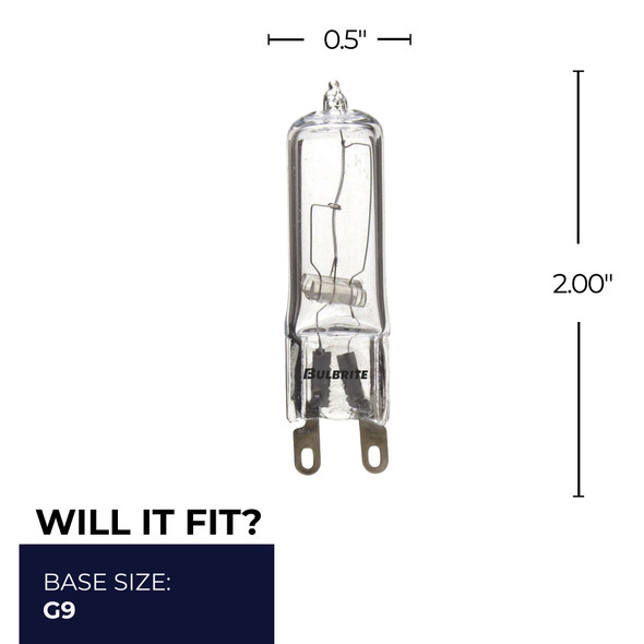 Bulbrite Halogen 60 Watt T4 Light Bulb With Bi-Pin (G9) Base, 2900K (Soft White Light) - alternate image 2