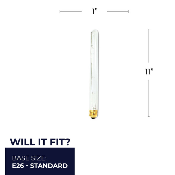 Bulbrite Incandescent 40 Watt T8 Light Bulb With Medium Screw (E26) Base, 2700K (Warm White Light) - alternate image 3