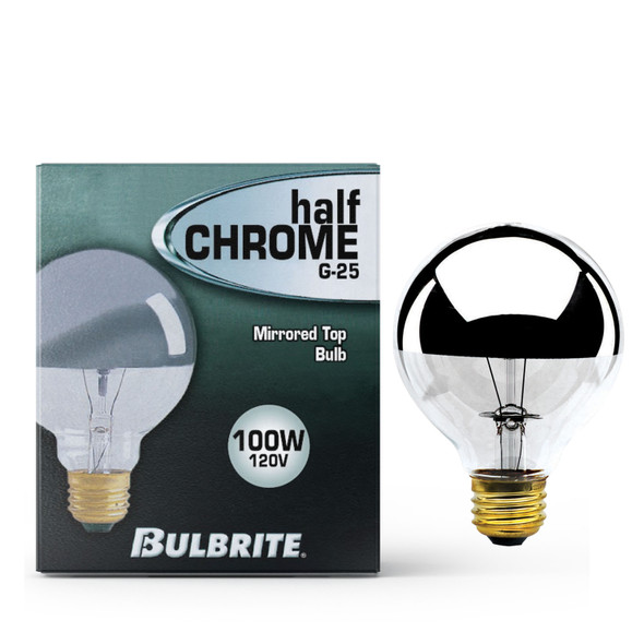Bulbrite Incandescent 100 Watt G25 Light Bulbs With A Half Chrome Finish And Medium Screw (E26) Base, 2700K (Warm White Light) - alternate image 2