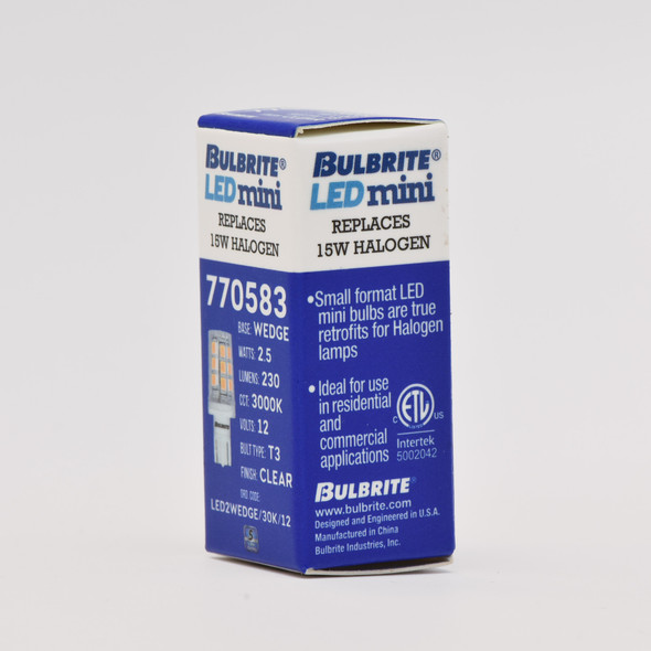 Bulbrite LED 2.5 Watt T5 Light Bulb With A Clear Finish And Wedge (Wedge) Base - alternate image 2