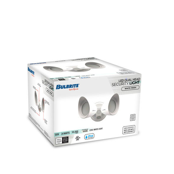 Wired Outdoor 2-Head LED Security Flood Light, White Finish - alternate image 2