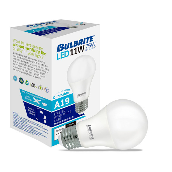 LED Filament 11 Watt Dimmable A19 Light Bulb With Frost Finish And Medium Screw E26 Base - 2700K (Warm White Light) 1100 Lumens - alternate image 2