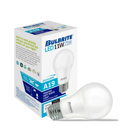 Bulbrite LED Filament 11 Watt Dimmable A19 Light Bulb With Frost Finish And Medium Screw E26 Base - 3000K(Soft White Light), 1100 Lumens - alternate image 2