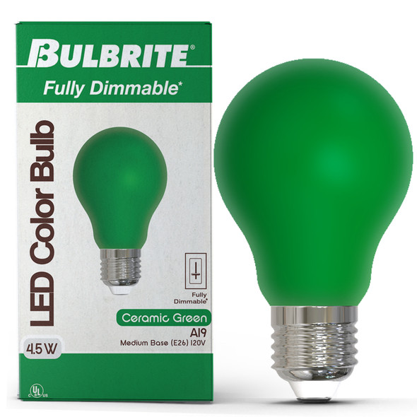 25-Watt Equivalent Ceramic Green Color A19 Weatherproof Outdoor E26 Medium Base LED Light Bulb - alternate image 2