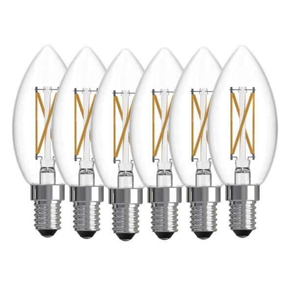 Bulbrite LED 5.1 Watt B11 Light Bulb With A Clear Finish And Candelabra Screw (E12) Base, Pack Of 6 - main product image