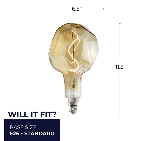 Bulbrite LED Grand Filament Nostalgic Jewel Shaped Light Bulb, 60 Watt Equivalent, Medium Base (E26),2000K, Antique - alternate image 1