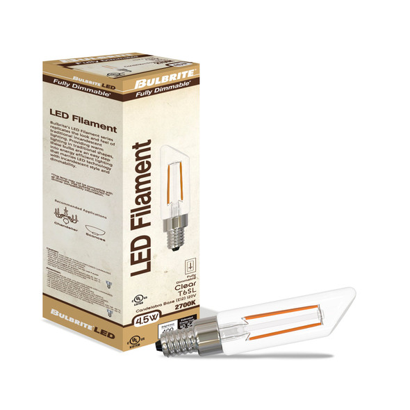 Bulbrite LED 4.5 Watt T6sl Light Bulb With A Clear Finish And Candelabra Screw (E12) Base - alternate image 2