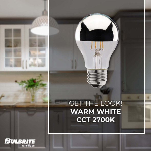 LED Filament 4.5 Watt A19 Light Bulb With A Half Chrome Finish And A Medium Screw E26 Base - 2700K (Warm White Light) 360 Lumens - alternate image 2