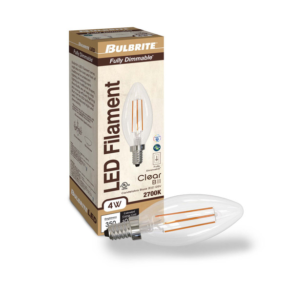 Bulbrite LED 4 Watt B11 Light Bulb With A Clear Finish And Candelabra Screw (E12) Base - alternate image 2