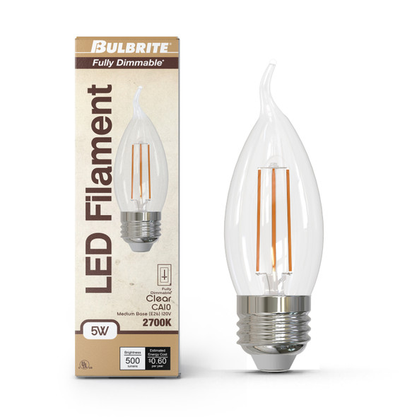 Bulbrite LED 5 Watt CA10 Flame Light Bulb With A Clear Finish And Medium Screw (E26) Base - alternate image 2