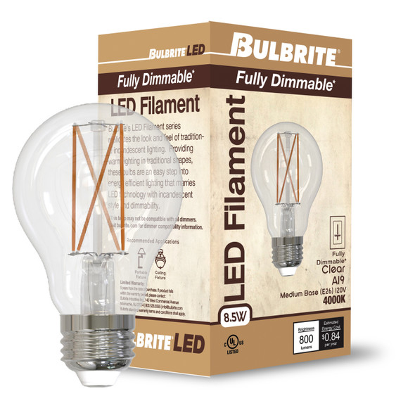 Bulbrite LED 8.5 Watt A19 Light Bulb With A Clear Finish And Medium Screw (E26) Base, 5000K (Soft Daylight Light) - alternate image 2