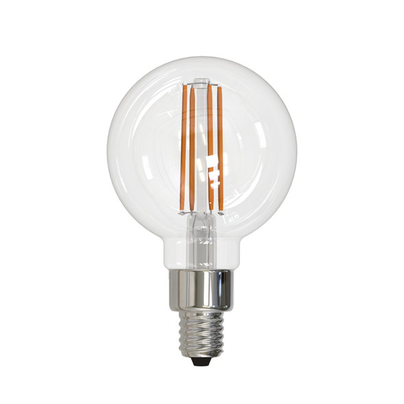 LED Filament 4 Watt G16 Light Bulb With A Clear Finish And A Candelabra Screw E12 Base - 2700K (Warm White Light) 350 Lumens - main product image