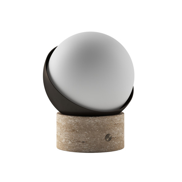 Orb Rechargeable Cordless LED Table Lamp, 3-Levels Brightness Touch Sensor Control, Travertine / Chocolate Bronze - main product image