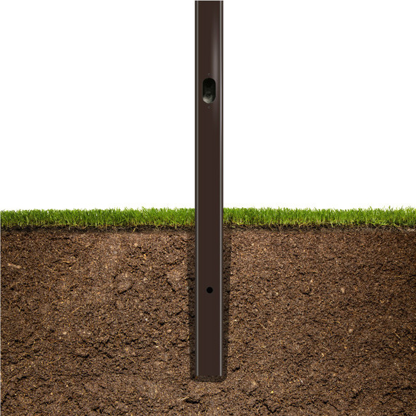 Square Direct Burial Aluminum Light Pole, 18' Above Grade, 5" Square, 0.188" Wall Thickness, Dark Bronze