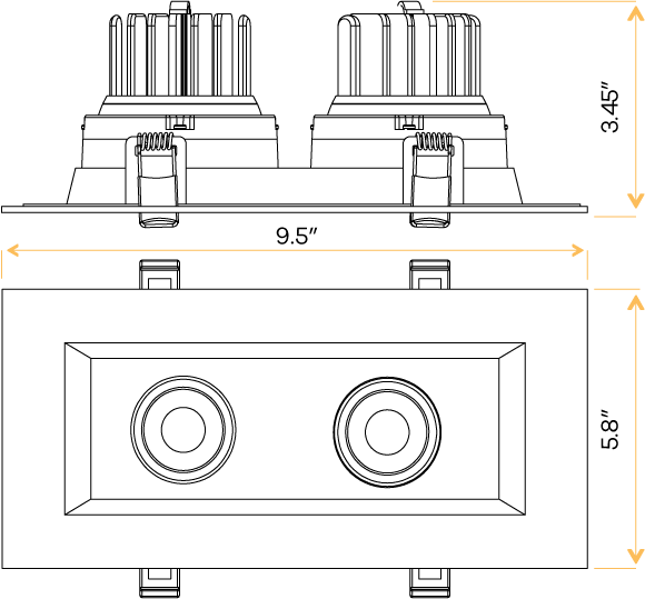 3.5” Double Head Regress Multiple Gimbal Black - alternate image 2